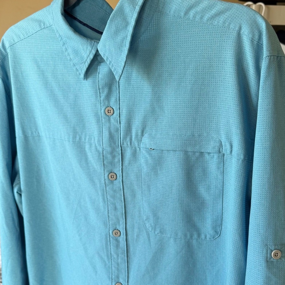 Marmot Button Down Shirt Mens Large Blue Excellent Long Sleeve Technical D51200